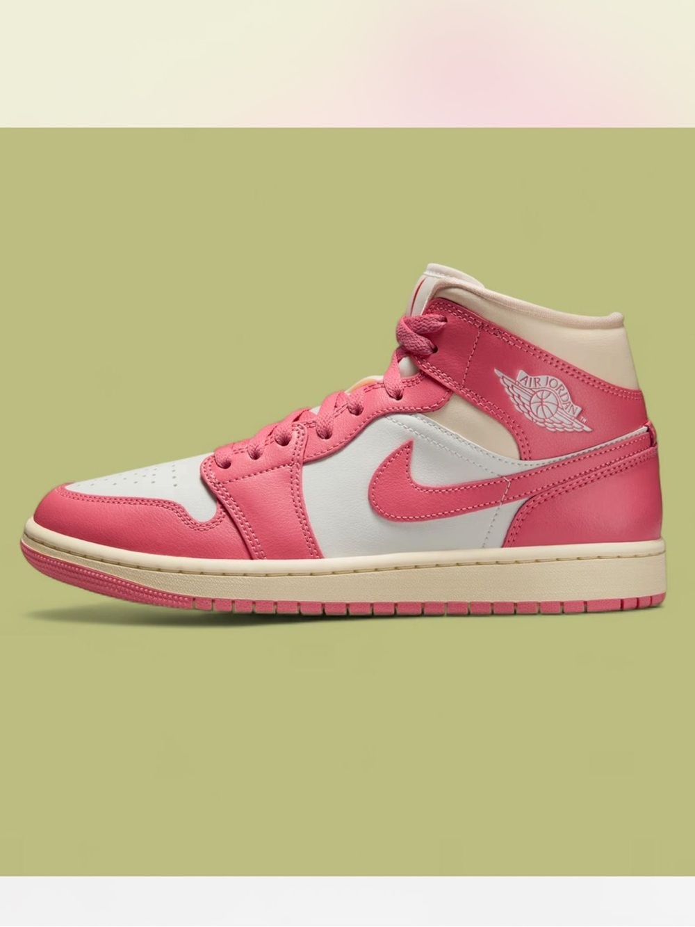 Jordan 1 Mid Pink and Cream Women's Sneakers
